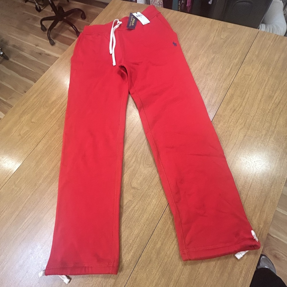 Polo Ralph Lauren Pants Mens S Red Fleece Sweatpants Drawstring Pony Logo NWT